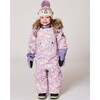 One-Piece Baby Play Snowsuit Designed for Car Seat, Lilac Cat Print - Snowsuits - 2