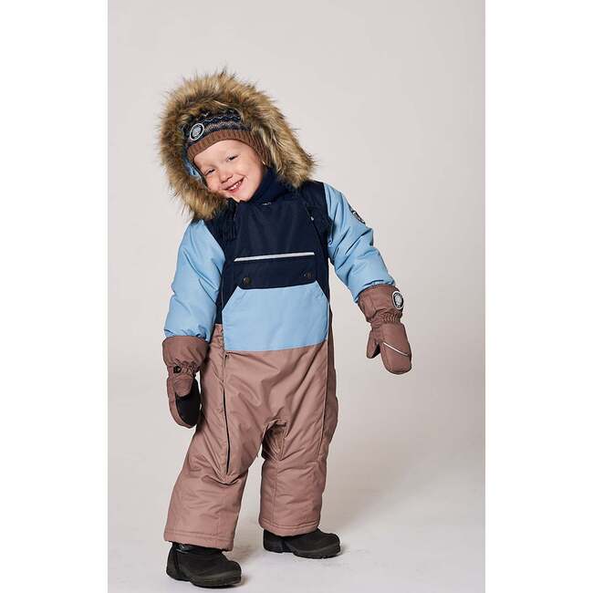 One-Piece Baby Play Snowsuit Designed for Car Seat, Taupe - Snowsuits - 2