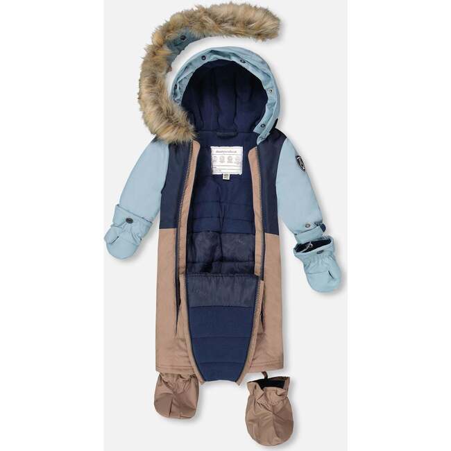 One-Piece Baby Play Snowsuit Designed for Car Seat, Taupe - Snowsuits - 3