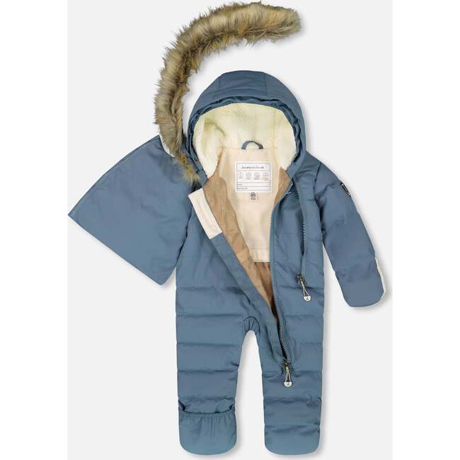 One-Piece Baby Snug Snowsuit Designed for Car Seat, Dark Gray Blue - Snowsuits - 3