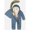 One-Piece Baby Snug Snowsuit Designed for Car Seat, Dark Gray Blue - Snowsuits - 3 - thumbnail