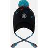 Lined Winter Peruvian Knit Hat with Pompom, Black - Winter Hats - 1 - thumbnail