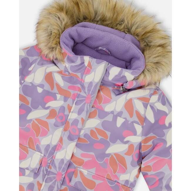 Two-Piece Discover Snowsuit with Printed Jacket, Purple Gray - Snowsuits - 6