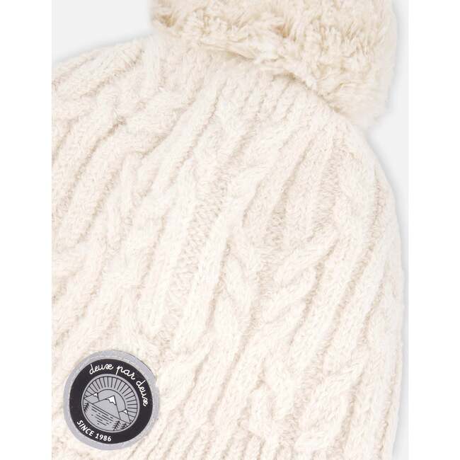Lined Winter Hat with Pompom, Off-White - Winter Hats - 4