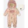 One-Piece Baby Layette Snowsuit Designed for Car Seat, Pink Printed Animal - Snowsuits - 1 - thumbnail