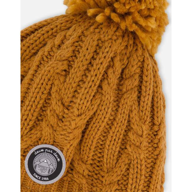 Lined Winter Hat with Pompom, Brown Sugar - Winter Hats - 4