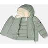 Compressible Winter Puffy Coat Designed for Car Seat, Sage Green - Jackets - 4