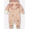 One-Piece Baby Layette Snowsuit Designed for Car Seat, Pink Printed Animal - Snowsuits - 3
