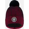 Lined Knit Pompom Hat, Red and Black - Winter Hats - 1 - thumbnail