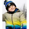 Lined Knit Pompom Hat, Black, Taupe and Lime Green - Winter Hats - 2