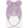 Lined Baby Knit Hat with Pompoms, Purple Gray - Winter Hats - 1 - thumbnail