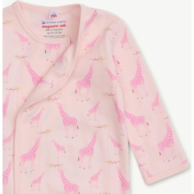 Pink Jolie Giraffe Organic Cotton Magnetic Open Bottom Gown + Hat Set - Nightgowns - 2