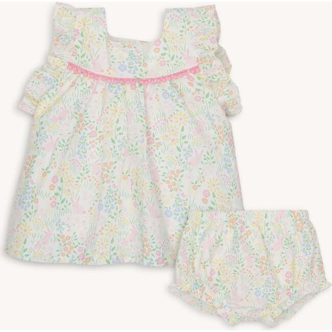 Hoppy Garden Cotton Poplin Magnetic Little Baby Sleeveless Dress + Diaper Cover Set - Dresses - 1