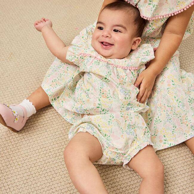 Hoppy Garden Cotton Poplin Magnetic Little Baby Sleeveless Dress + Diaper Cover Set - Dresses - 3