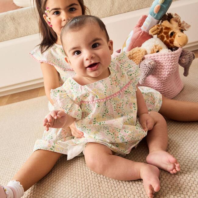 Hoppy Garden Cotton Poplin Magnetic Little Baby Sleeveless Dress + Diaper Cover Set - Dresses - 4