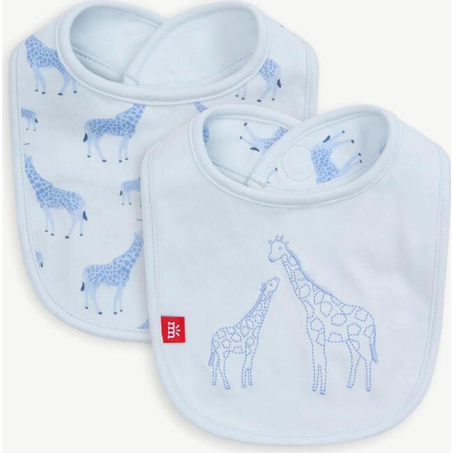 Blue Jolie Giraffe Organic Cotton Magnetic Reversible Bib - Bibs - 1