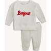 White Alyssum Brushed Fleece Set W/ Patches - Mixed Apparel Set - 1 - thumbnail