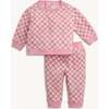 Pink Checkerboard Brushed Fleece Sweatsuit - Mixed Apparel Set - 1 - thumbnail