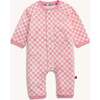 Pink Checkerboard Brushed Fleece Romper - Rompers - 1 - thumbnail