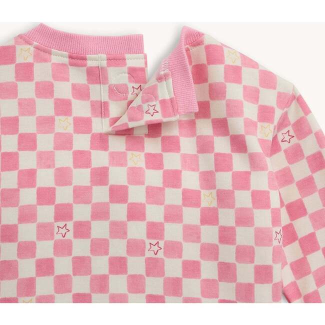 Pink Checkerboard Brushed Fleece Sweatsuit - Mixed Apparel Set - 3