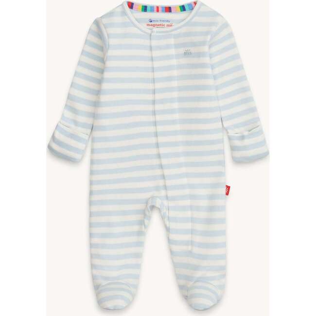 Blue Stripe Organic Cotton Footie - Footie Pajamas - 2