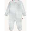 Blue Stripe Organic Cotton Footie - Footie Pajamas - 2