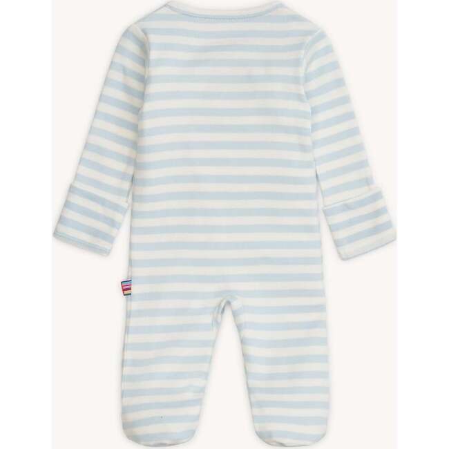 Blue Stripe Organic Cotton Footie - Footie Pajamas - 3