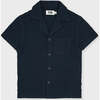 Organic Cotton Camp Collar Waffle Shirt, Black - Polo Shirts - 1 - thumbnail
