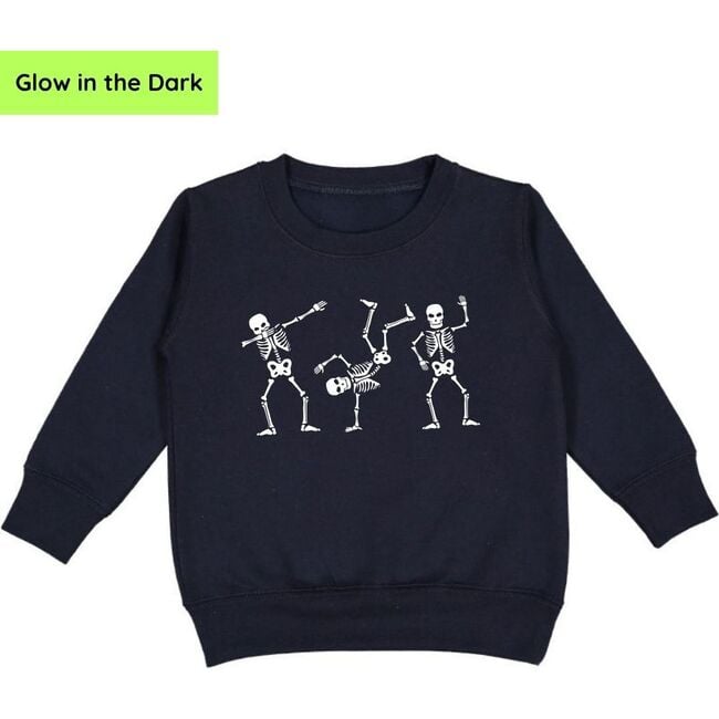Silly Skelly Glow In The Dark Halloween Sweatshirt, Black
