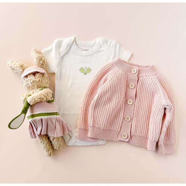 Pickleball Plush Toy Onesie and Pink Cotton Cardigan