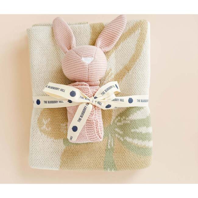Pastel Bunny Blanket Blush Lovey Baby Gift Set Organic Cotton