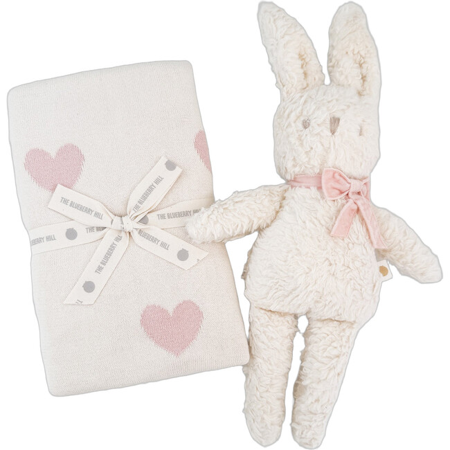 Heart I Love You Blanket Bunny Plush Pink Toy Baby Gift Set