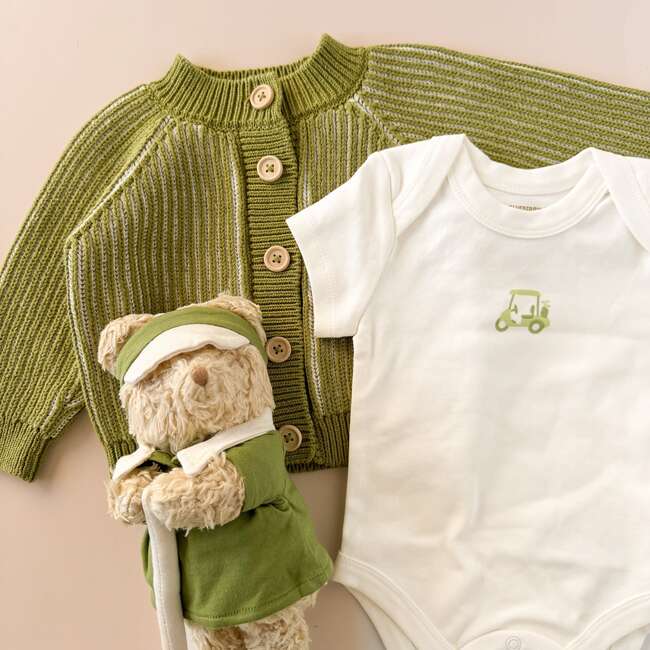 Golf Plush Toy Onesie and Green Cotton Cardigan