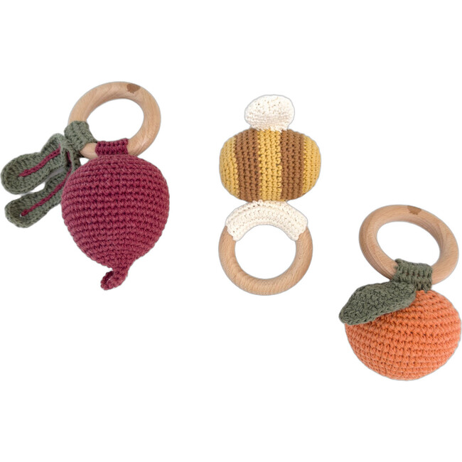 Garden Rattle Set Bee Beet Orange Cotton Teether Summer Fall - Rattles - 1