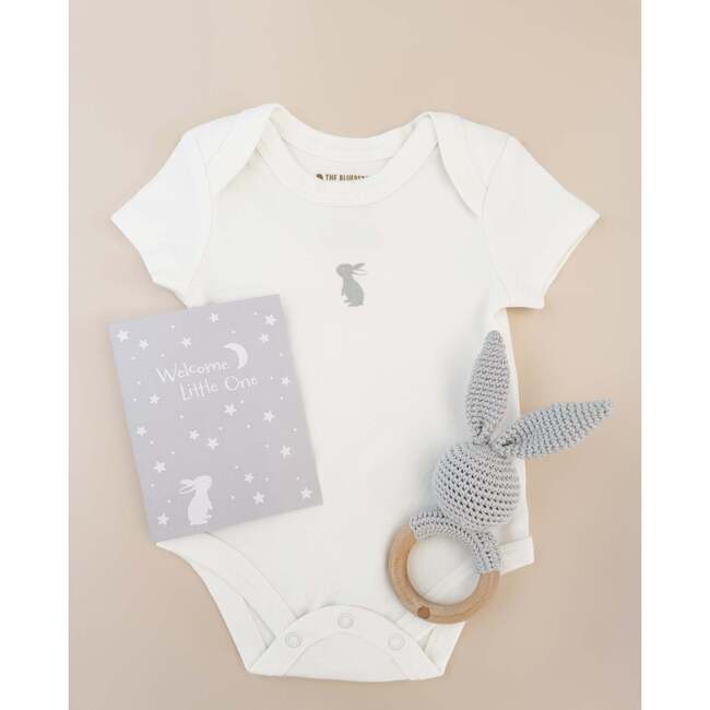 Bunny Onesie Teether Grey Gift Card Set