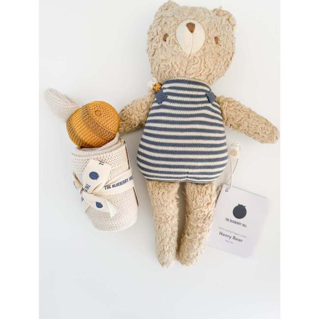 Bee Gift Set Bear Plush Toy Lovey and Pacifier Clip Baby Organic Cotton - Mixed Accessories Set - 3