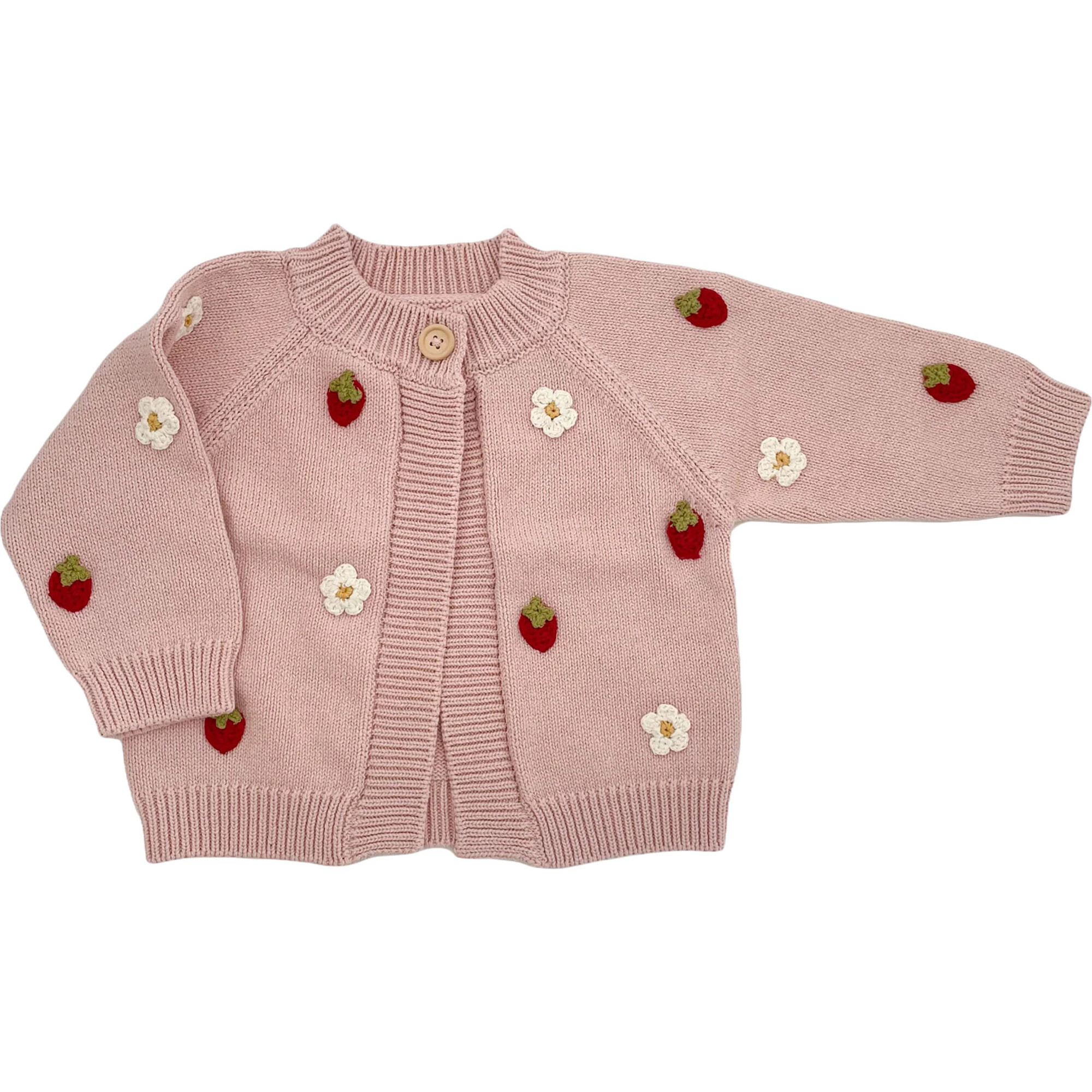 トップス Very berries cardigan Cotton Strawberry Flower Cardigan, Blush - The Blueberry Hill