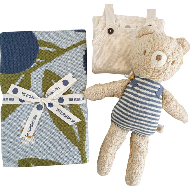 Baby Gift Set Blueberry Blanket Bear Bee Plush Toy Cream Overall - Mixed Gift Sets - 1