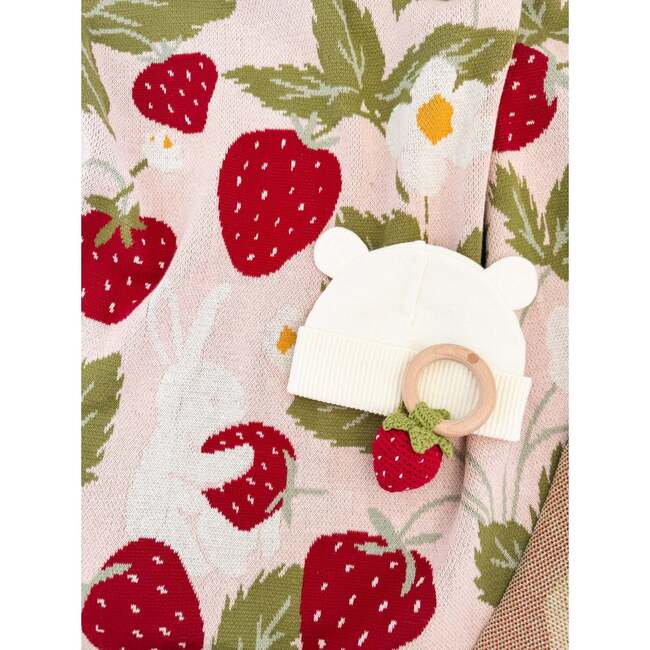 Strawberry Blanket Flower Rattle Cotton Hat Toy Gift Set - Mixed Accessories Set - 2