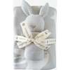 Star Moon Blanket Bunny Lovey Grey Toy Baby Gift Set Organic Cotton - Blankets - 1 - thumbnail