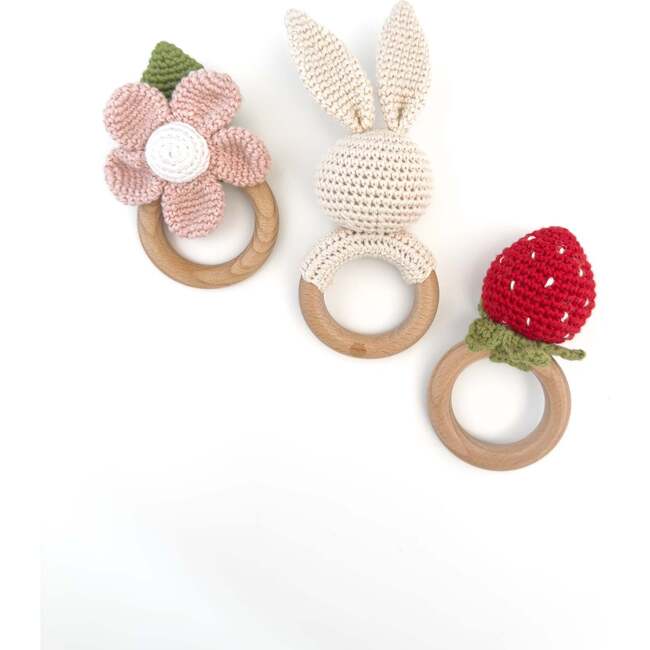 Strawberry Baby Swaddle and Teether Set, Strawberry - Mixed Gift Set - 4