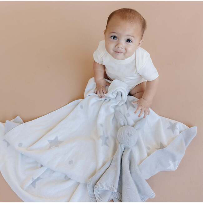 Star Moon Blanket Bunny Lovey Grey Toy Baby Gift Set Organic Cotton - Blankets - 2