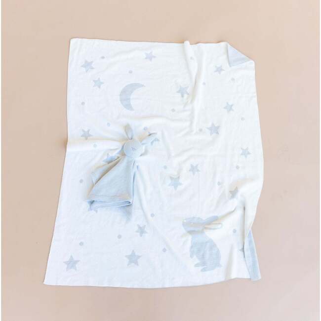 Star Moon Blanket Bunny Lovey Grey Toy Baby Gift Set Organic Cotton - Blankets - 4