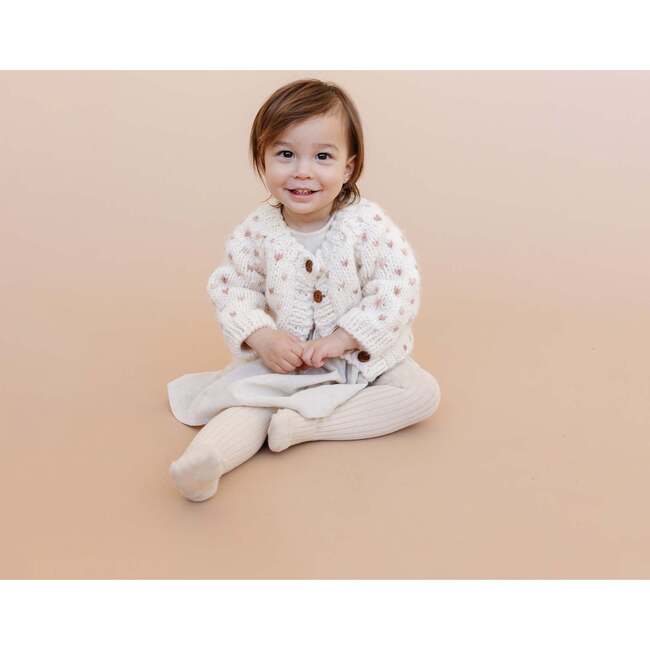 Sawyer Knit Tiny Hearts Cardigan, Rose & Cream