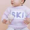 SKI Hand-Knit Sweater, Pink, Lavender & White - Sweaters - 2