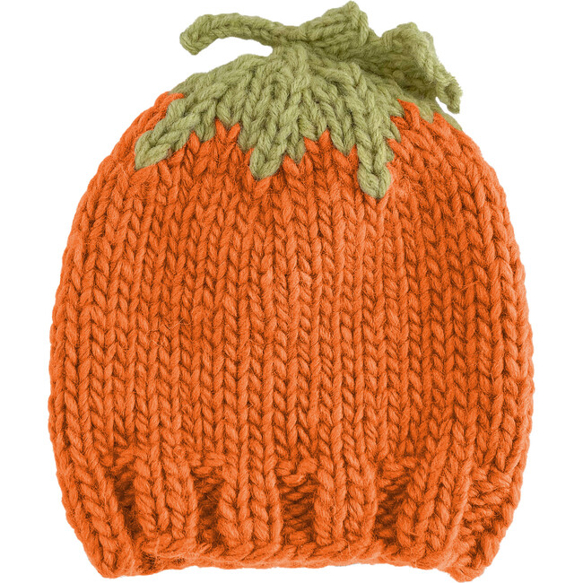 Knit Pumpkin Hat, Orange & Green