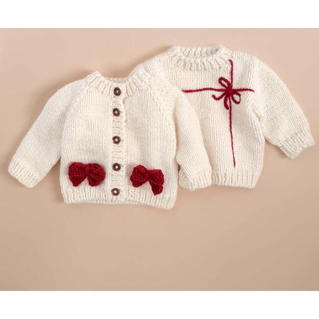 Present Sweater, Cream/Red - Cardigans - 2
