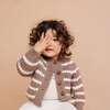 Rib Knit Stripe Cardigan, Tan - Cardigans - 2