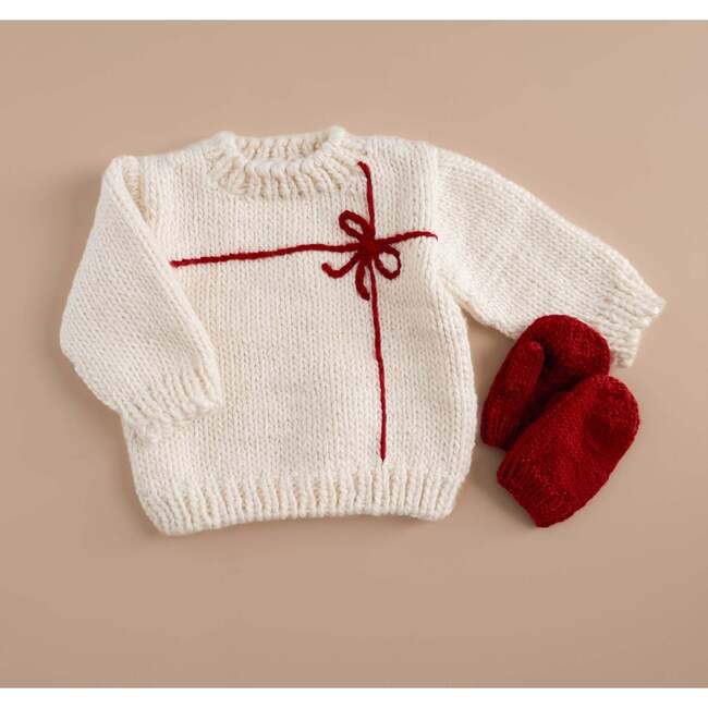 Present Sweater, Cream/Red - Cardigans - 3