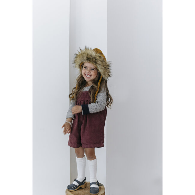 Lennon Lion Bonnet with Faux Fur, Mustard - Hats - 2